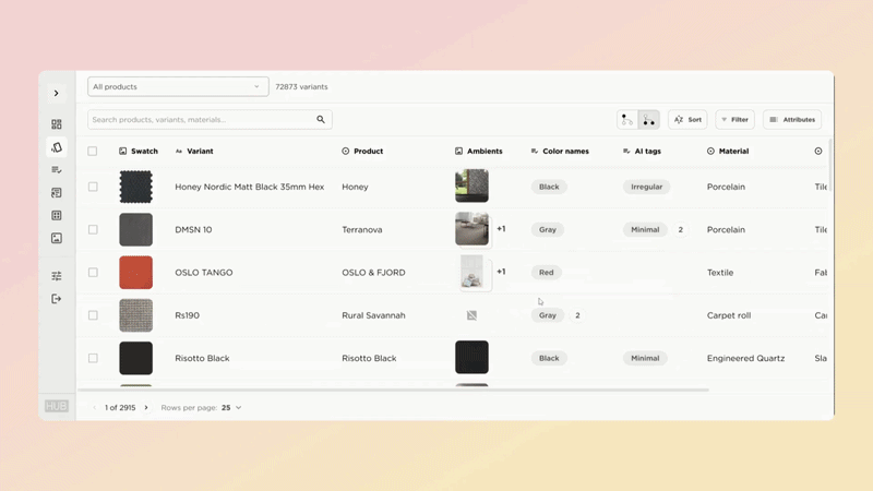 Traditional catalog filter interface with dozens of facets and dropdowns
